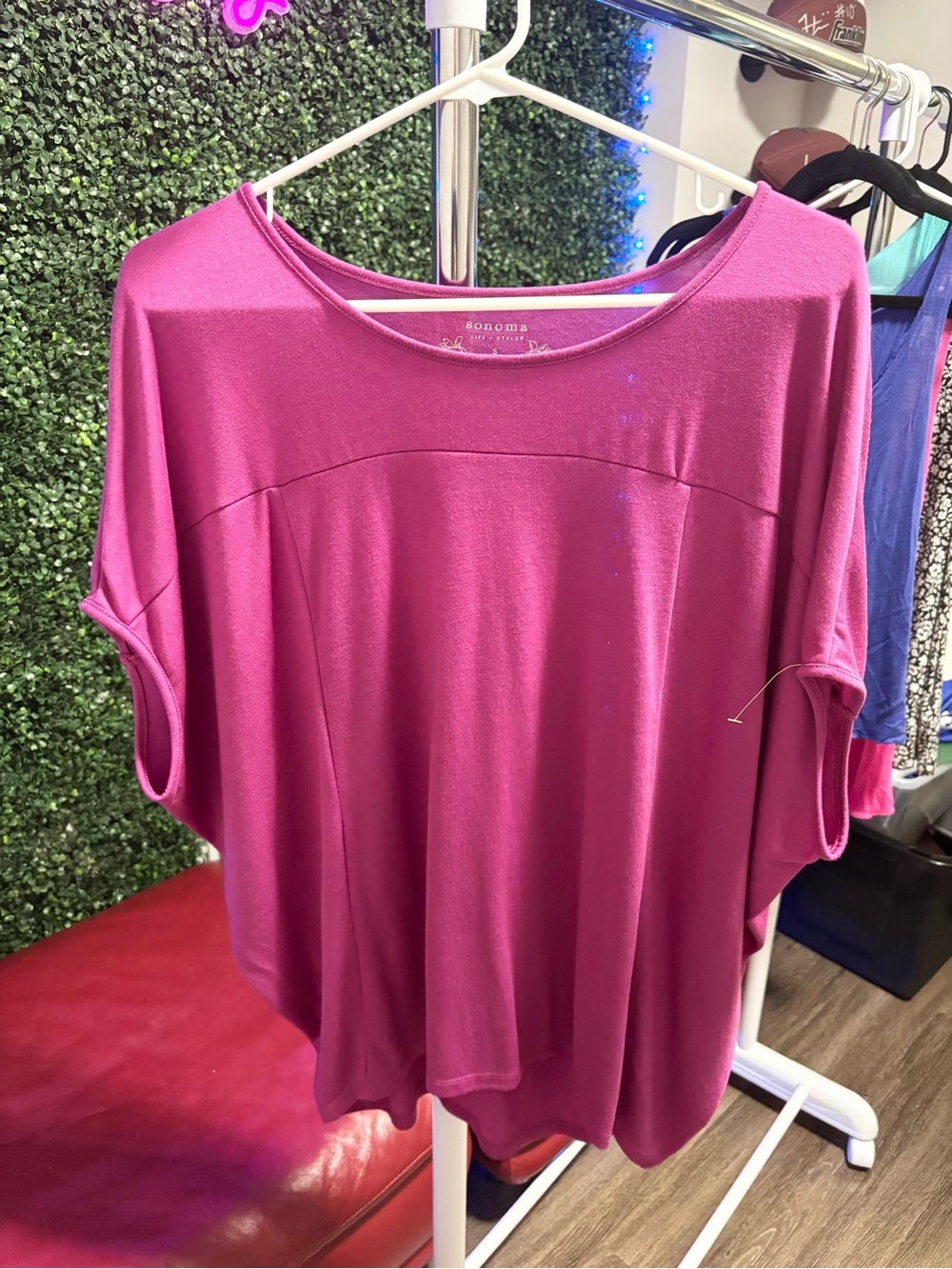Sonoma Fuchsia Relaxed Dolman Sleeve Top